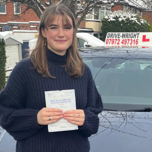 Anna Bergmann with her pass certificate